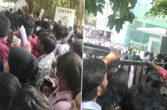Viral: Job-seekers in Hyderabad block road outside interview venue 