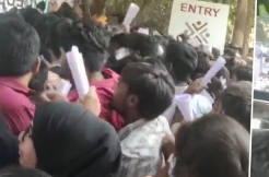Viral: Job-seekers in Hyderabad block road outside interview venue 