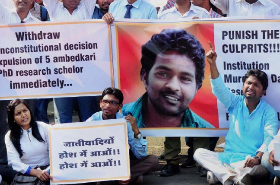 Protests erupts in UoH as police closes Rohit Vemula case
