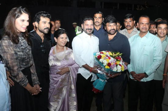 Pics: Revanth Reddy, Cinematography Minister attend party at Chiranjeevi's residence 