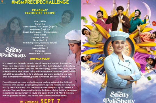 Rebel star Prabhas and Anushka Shetty kickstarts MSMP recipe challenge, as part of Miss Shetty Mr Polishetty promotions
