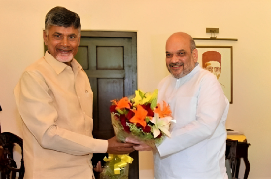 Naidu takes credit for Telangana’s growth but remains mum on alliances with BJP.
