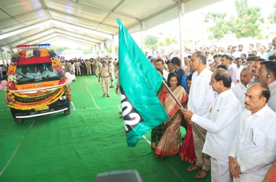 CM KCR flags emergency vehicles