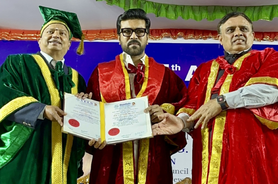 Global Star Ram Charan conferred doctorate by the Prestigious Vels University in Chennai