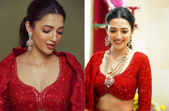 Glam Shot :Neha Shetty stuns in traditional red attire