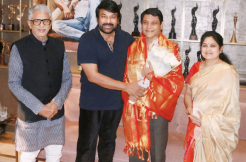 Mega Star Chiranjeevi felicitates Maharshi Raghava's milestone 100th Blood Donation at Chiranjeevi Blood Bank