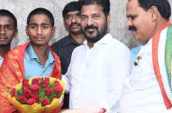 CM Revanth appreciates 15 old boy who saved lives in Allwyn fire accident