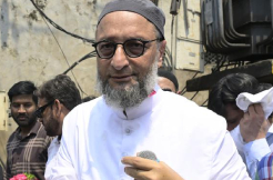Asaduddin Owaisi meets hindu priests in his election campaign